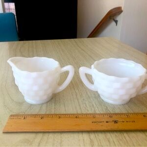 Vintage milk glass cream and sugar set